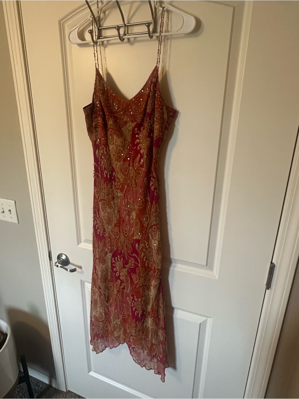 Vintage Pink Paisley Beaded and silk dress